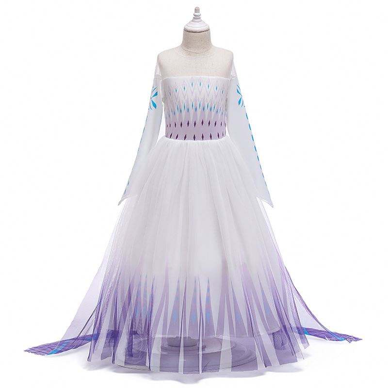 2020 Großhandel Ins Snow Queen Elsa Kleid Prinzessin Mädchen Anna Langes weißes Kleid BX1693