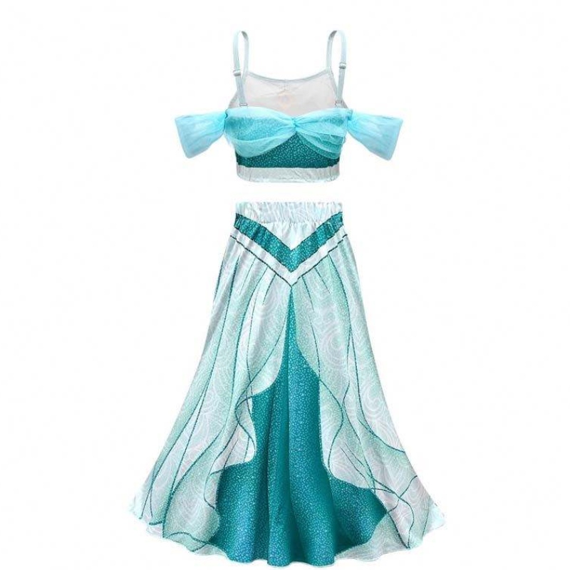 Novedadess 2022 Halloween Cosplay Arabische Prinzessin Aladdin und Jasminkostüm mit Stirnbandschmuck HCAL-005