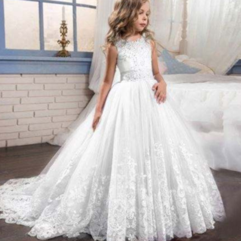 Baige Luxus -Prinzessin ärmellose Partykleid Großhandel Kinder Abend Ballkleid ausgefallene Geburtstagsfeier -Abschlussball Kostüm