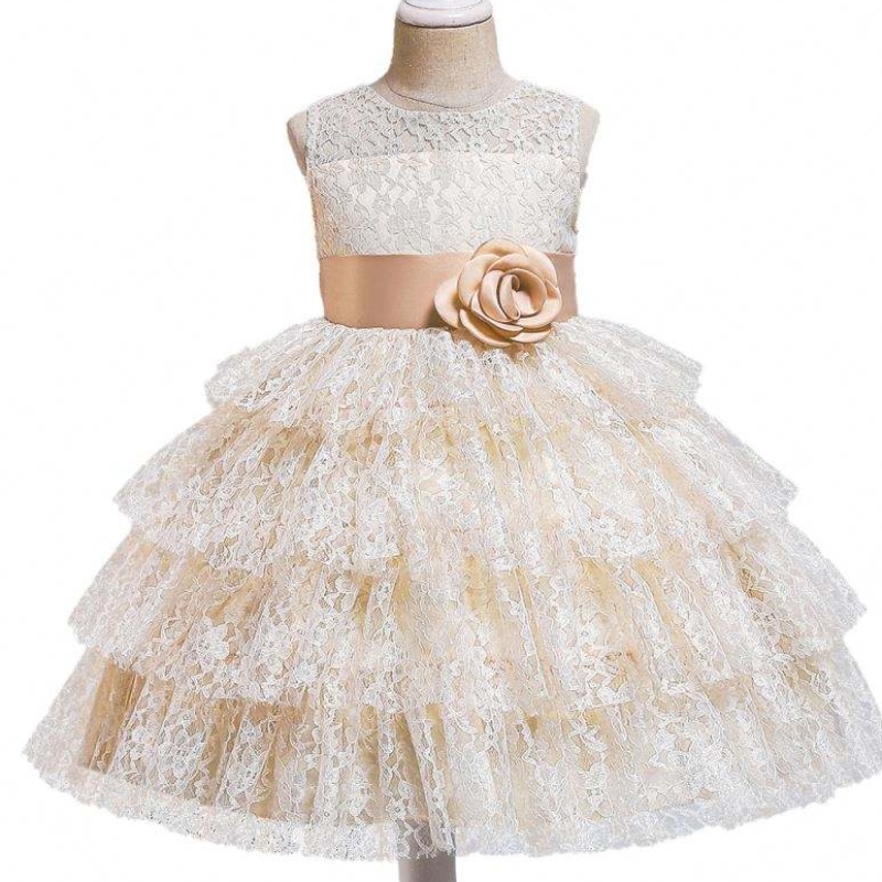 Baige Sommer Mode Tulled Kleid Blume Mädchen Hochzeitskleid 12 Jahre alte Mädchen Kinder rosa Abendkleider für Party