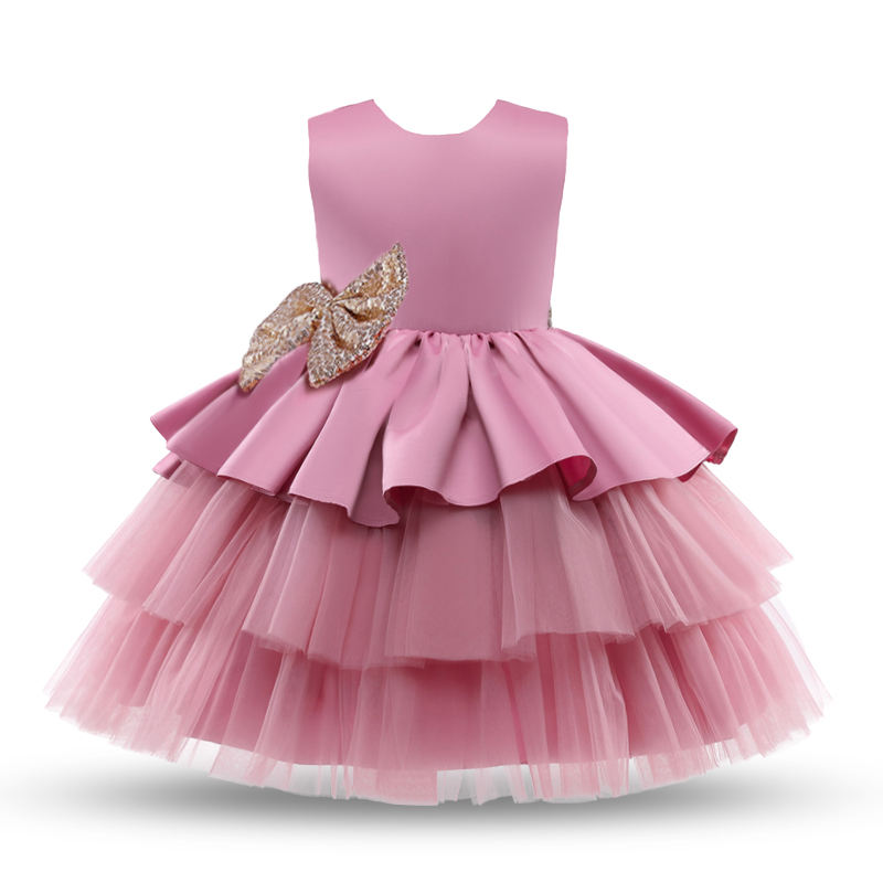 Kleinkind Baby Girl Ball Kleid Hochzeitskleid Big Boy Taufe Kleid zum ersten Jahr Geburtstag Party Abend Braut Baby Tutu Fluffy Kleider