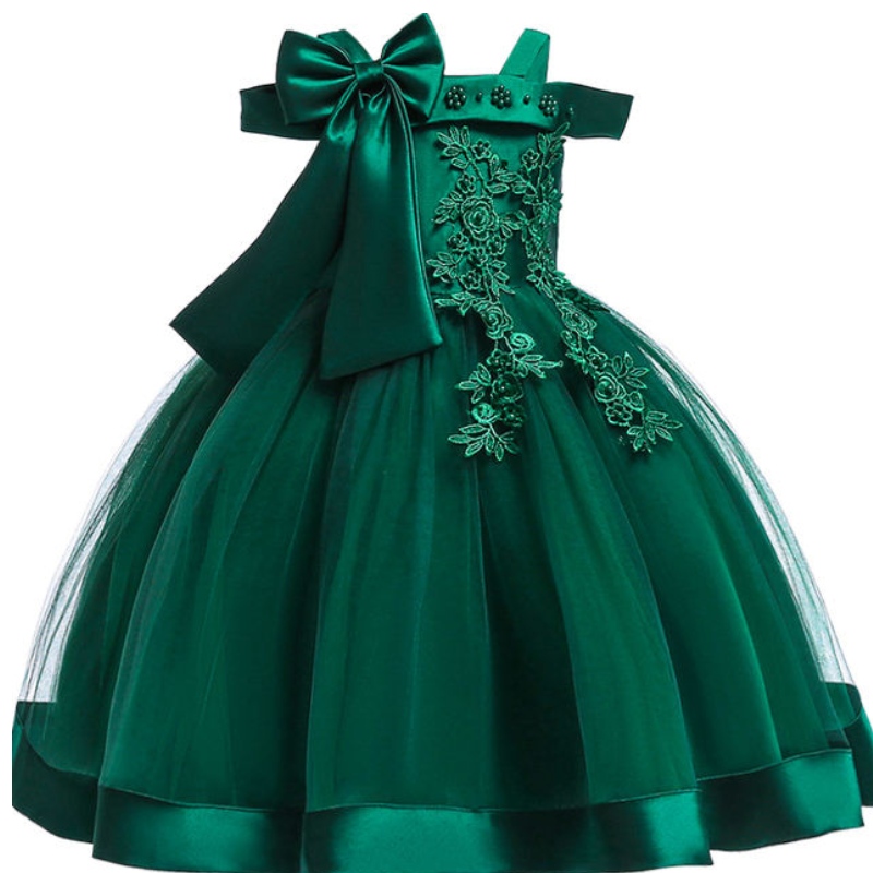 Stickerei Seidenprinzessin Kleid für kleine Mädchen Blume Elegante Mädchen Kleider Hochzeitsfeier Weihnachten Halloween Kinder Kleider Kleidung