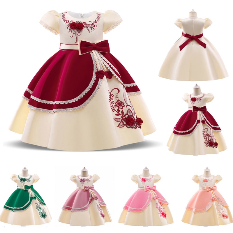 2022 formelle Kinder Vintage Stickerei Kleid für Mädchen Kinder Kostüm Prom Party Prinzessin Kleider Mädchen Abend Vestido