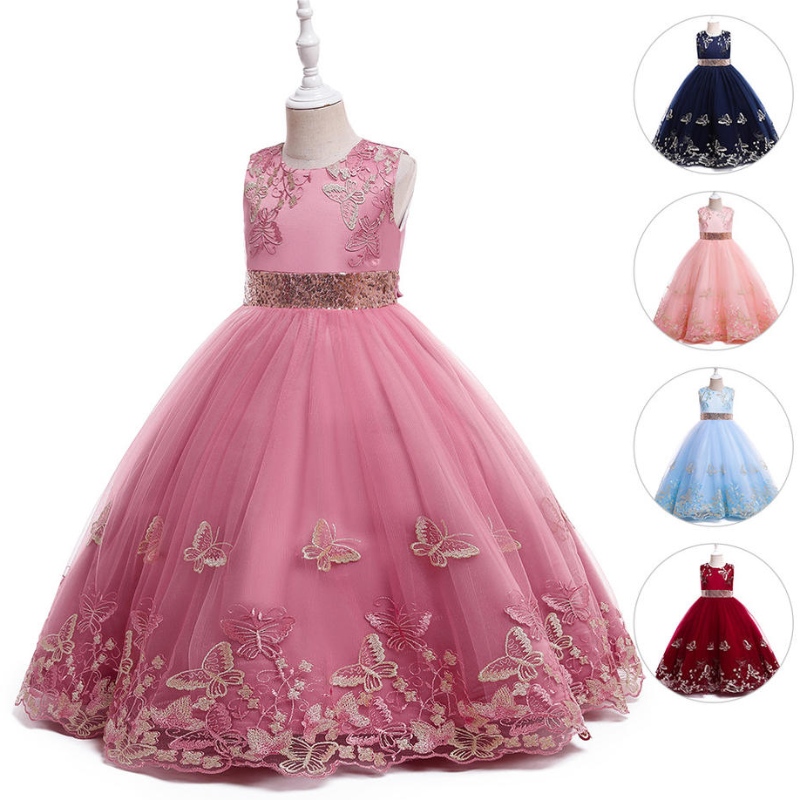 Großhandel Girl Hochzeitskleid Elegante Mädchen Stickerei Design Kid Kleider für Geburtstagsfeier Ballkleid Kleid Kleid