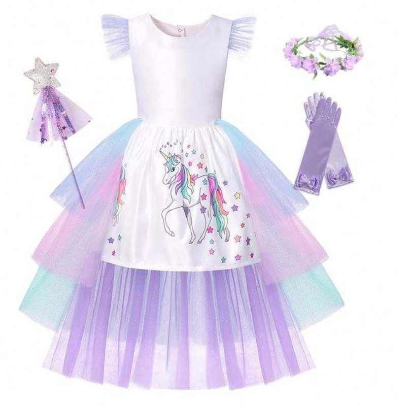 Baigeneueste Mode Kinder Geburtstagsfeier Kleid Mädchen Prinzessin Einhorn Mädchen Schwanzkuchen Kleider