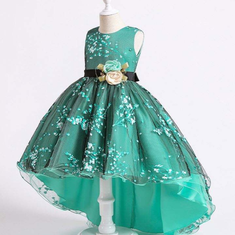 Baige Kinder Kleidung Mädchen Bogen Hochzeitskleid im Hintergrund westliche Party tragen formelle Prinzessin Girl \'s Kleid 2153