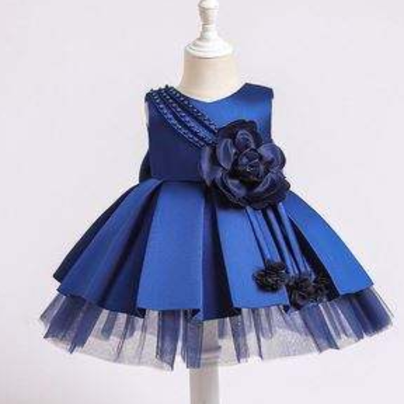 Baige Neugeborene Baby Partykleid für 0-2 Jahre Kinder Sommer Satin Kleid Kinder Geburtstagskleider xz001