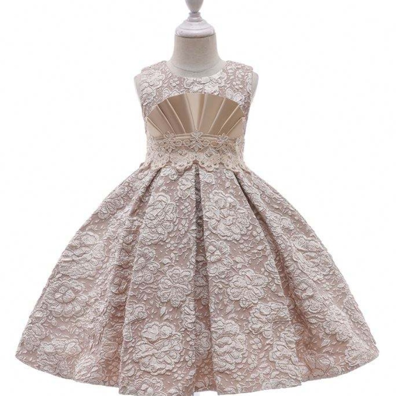 Baige Neuankömmlinge Single Jacquard Elegante Mädchen Kleid stocke geschwollene Kinder Kleid Mädchen Kleid L5253
