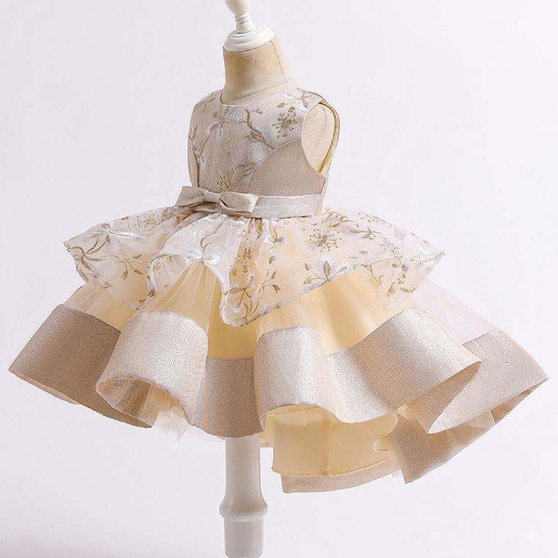 Baige 2021Summer Kinder \'s Tracking Princess Kleid mehrschichtiger Mesh Kids Hochzeitstorte Ballkleid L5251