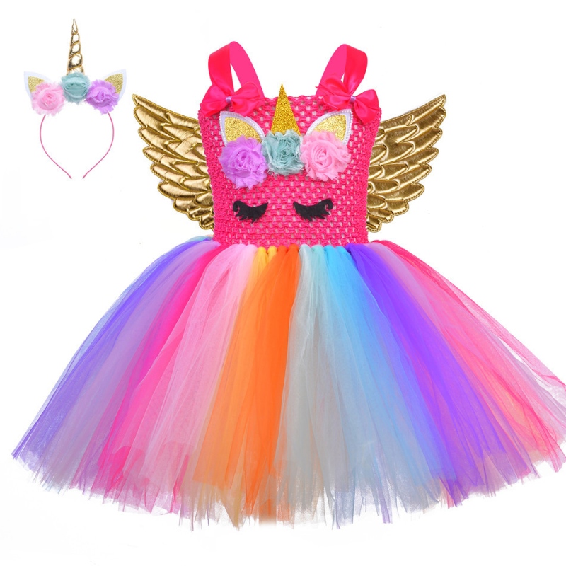 Kleines Kinderponykleid Einhorn Flügel Prinzessin Kleiderparty Cosplay Kostüm