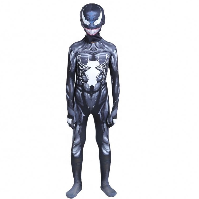 Schwarzer Muskelbodysuit Erwachsener Jungen Superhelden Action Figur Jumpsuit Spiderman Halloween Cosplay Scorpion Venom zum Verkauf Kostüme