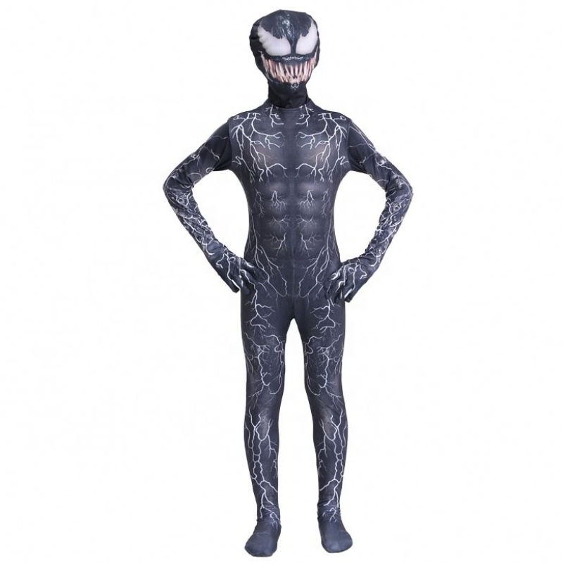Schwarzer Muskel Zentai BodySuit Erwachsene Superheld Scary Horror Jumpsuit Spiderman Halloween Cosplay Symbiote Gift Kostüme für Jungen