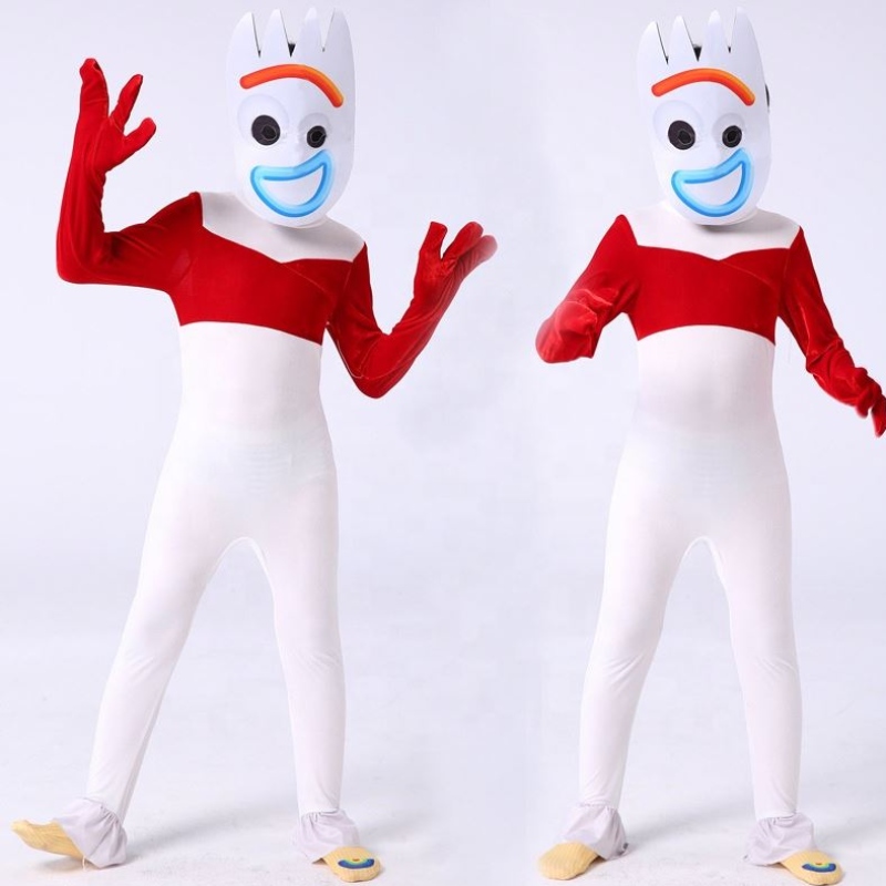 Werksfabrik White Bodysuit Cosplay Kostüm für Halloween Party Forky Performance Tragen Sie Toy Story -Kostüm für Kinder mit Maske