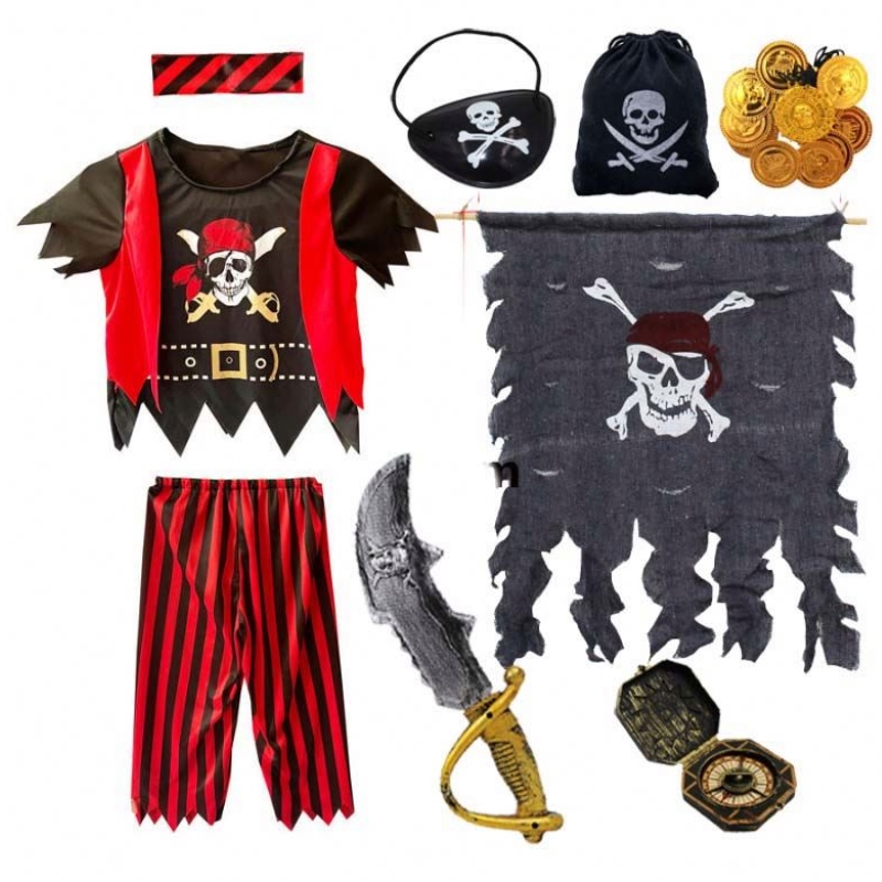 Halloween Rollenspiel Dress Up Jungen Kinder Piratenkostüm mit Eyepatch Pirat Cutlas DGHC-079