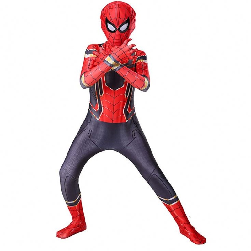 TV&Movie Cosplay Kostüm Zentai Spiderman Superhelden Bodysuit Spandex Anzug für Kinder Mitte gemacht