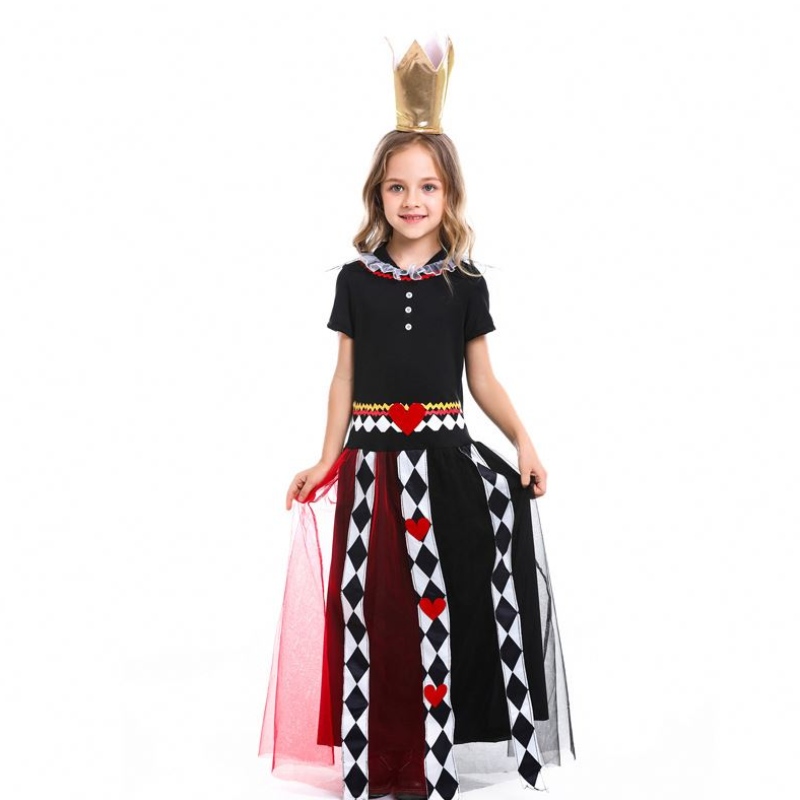 Mädchen Alice im Wunderland Red Queen of Heart Cosplay Kostüm Kinder Halloween Performance Performance Fancy Party Kleid Kinder Königin Cosplay