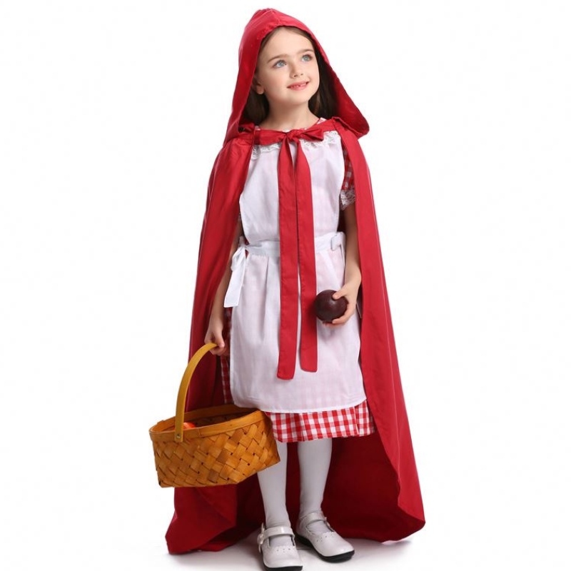 Halloween Purim Women Girl Klassische Klassische kleine rote Reithaube Kostümkleid Cape Fantasy Fancy Kleid