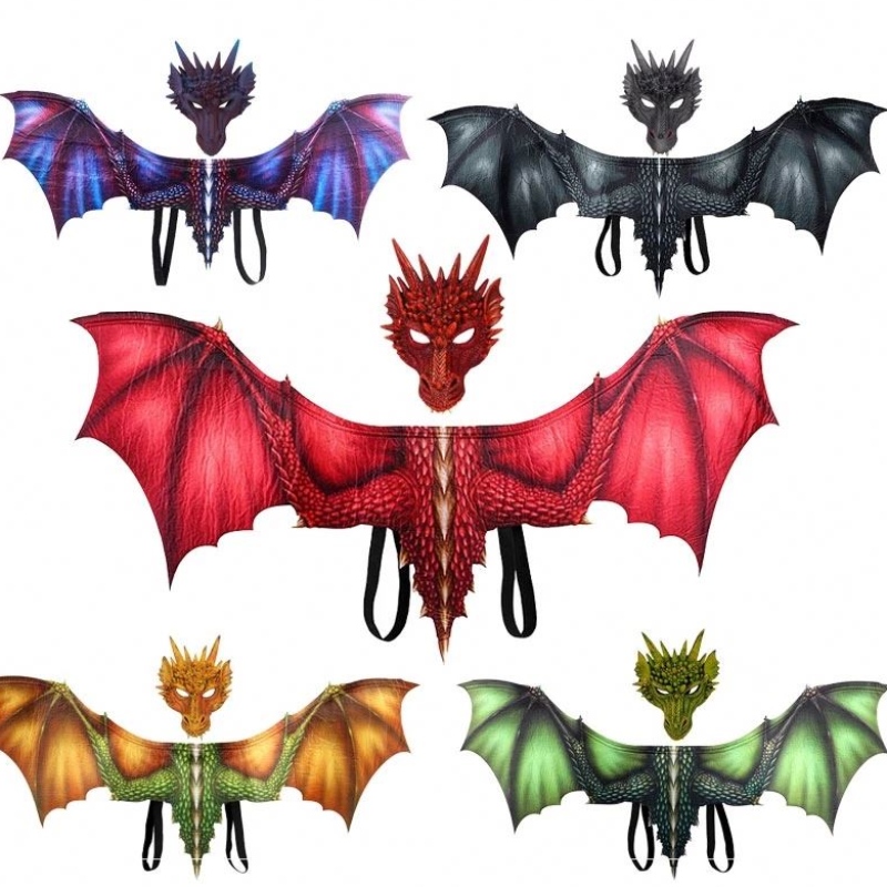 Erwachsene Junge und Mädchen Kinder Maskerade Gesichtsmaske und Wings Halloween Dekoration Karneval Party Tierkostüm Dragon Cosplay