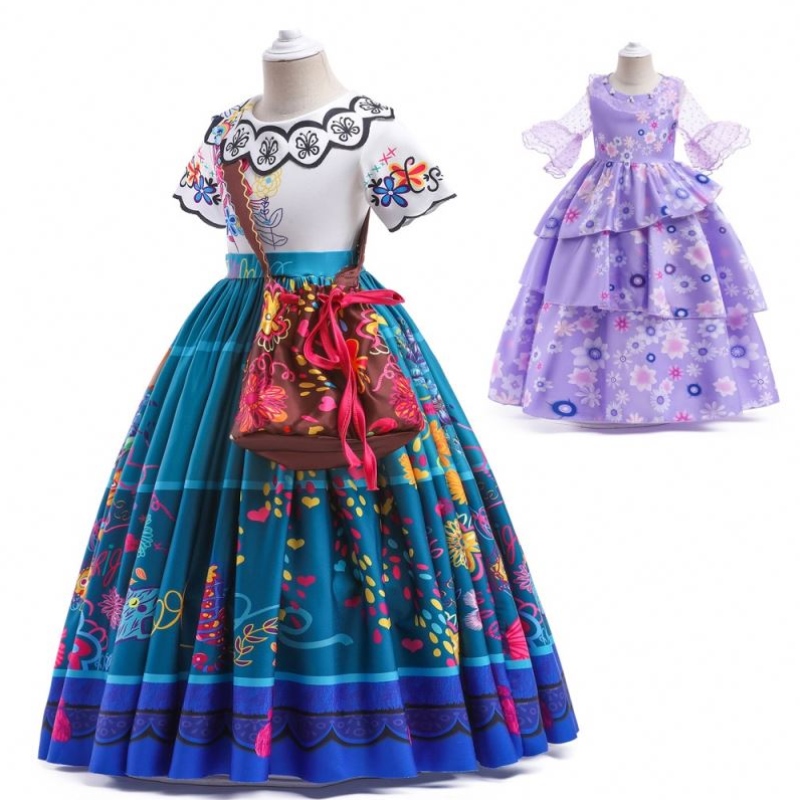 Baige Encanto Mirabel Isabella Purple Girl Kleid Langarmes New Carnival Kids Party Cosplay Kostüm MFMW001